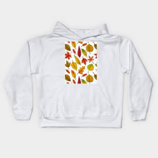 Autumn leaves on white Kids Hoodie